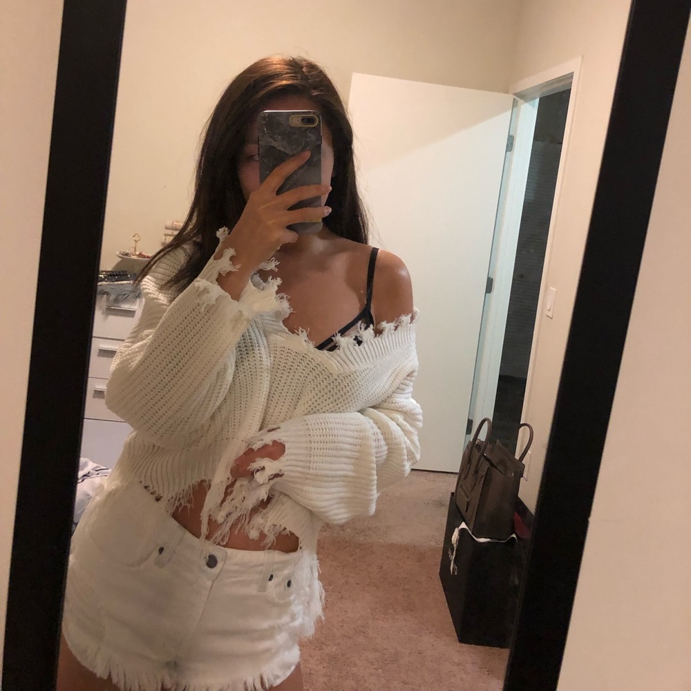Brand new White crop top sweater $13